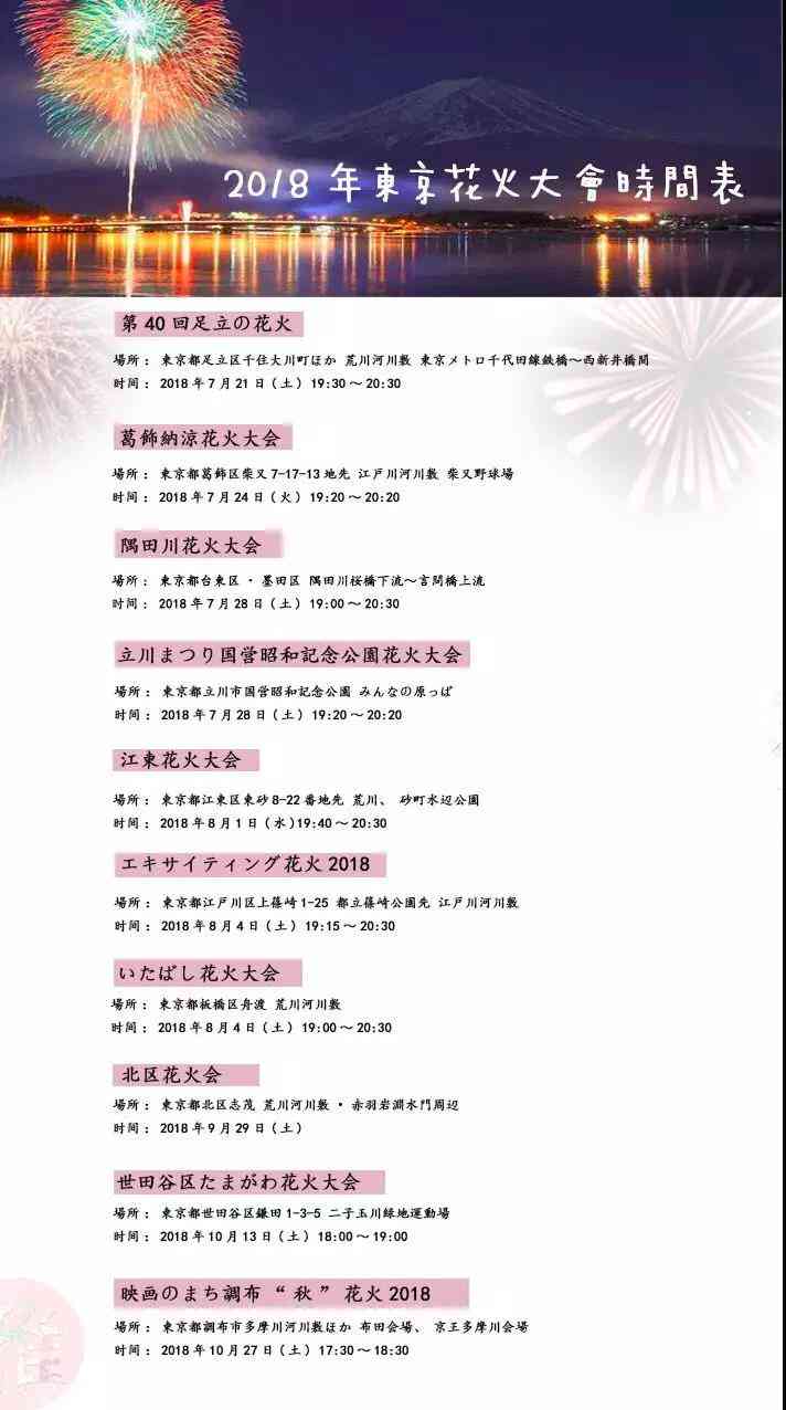 2018日本夏季花火大會(huì)時(shí)間表